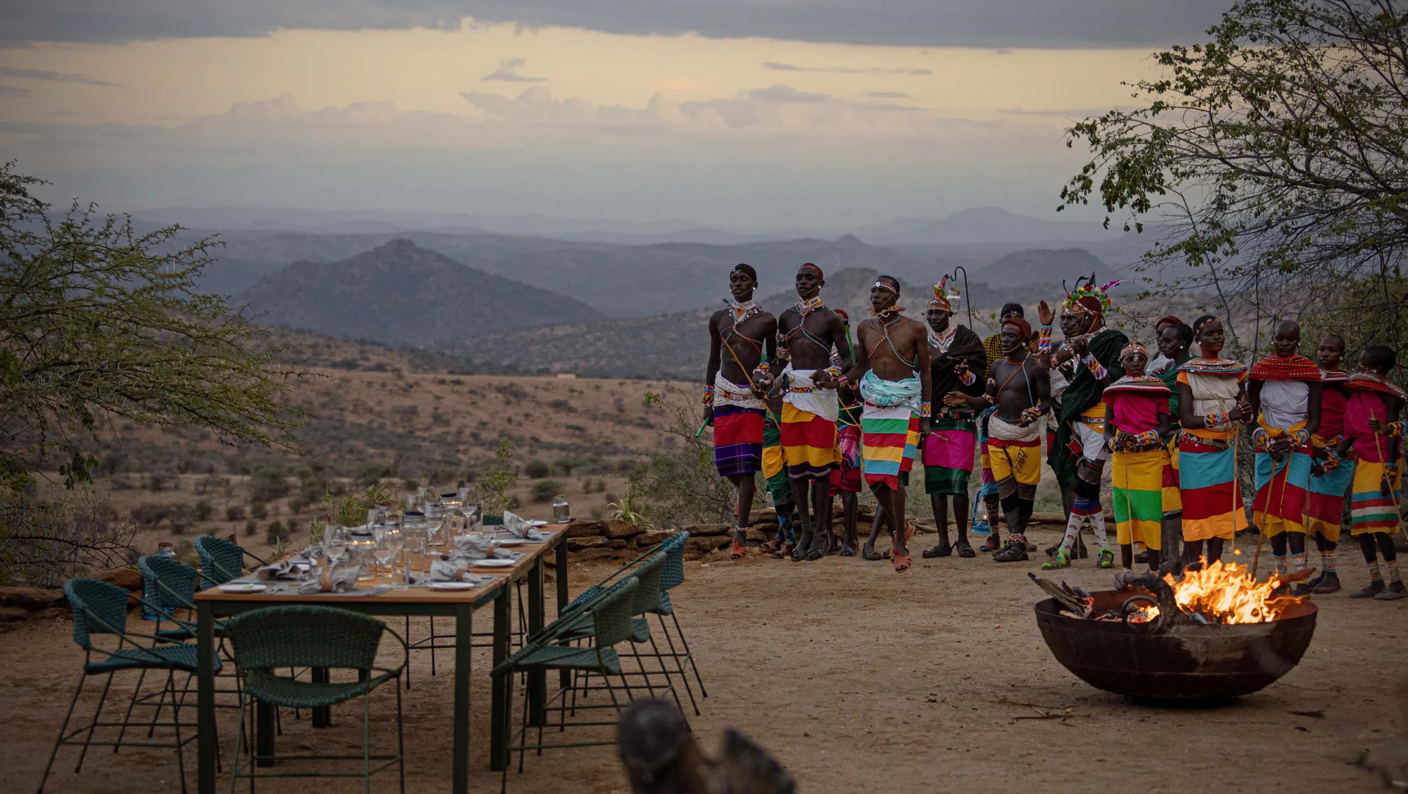 Warriors dancing at the Boma